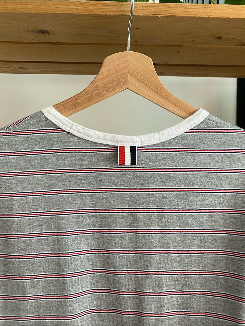 Thom Browne Striped Cotton-Jersey T-Shirt Gray Small - Picture 10 of 16